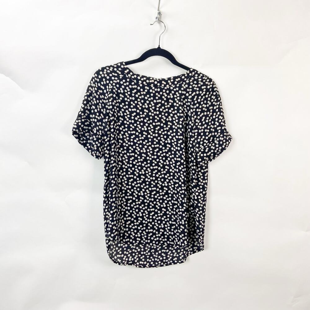 2/$30 Banana Republic Small Womens Black White Polka Dot Popover Blouse Top
